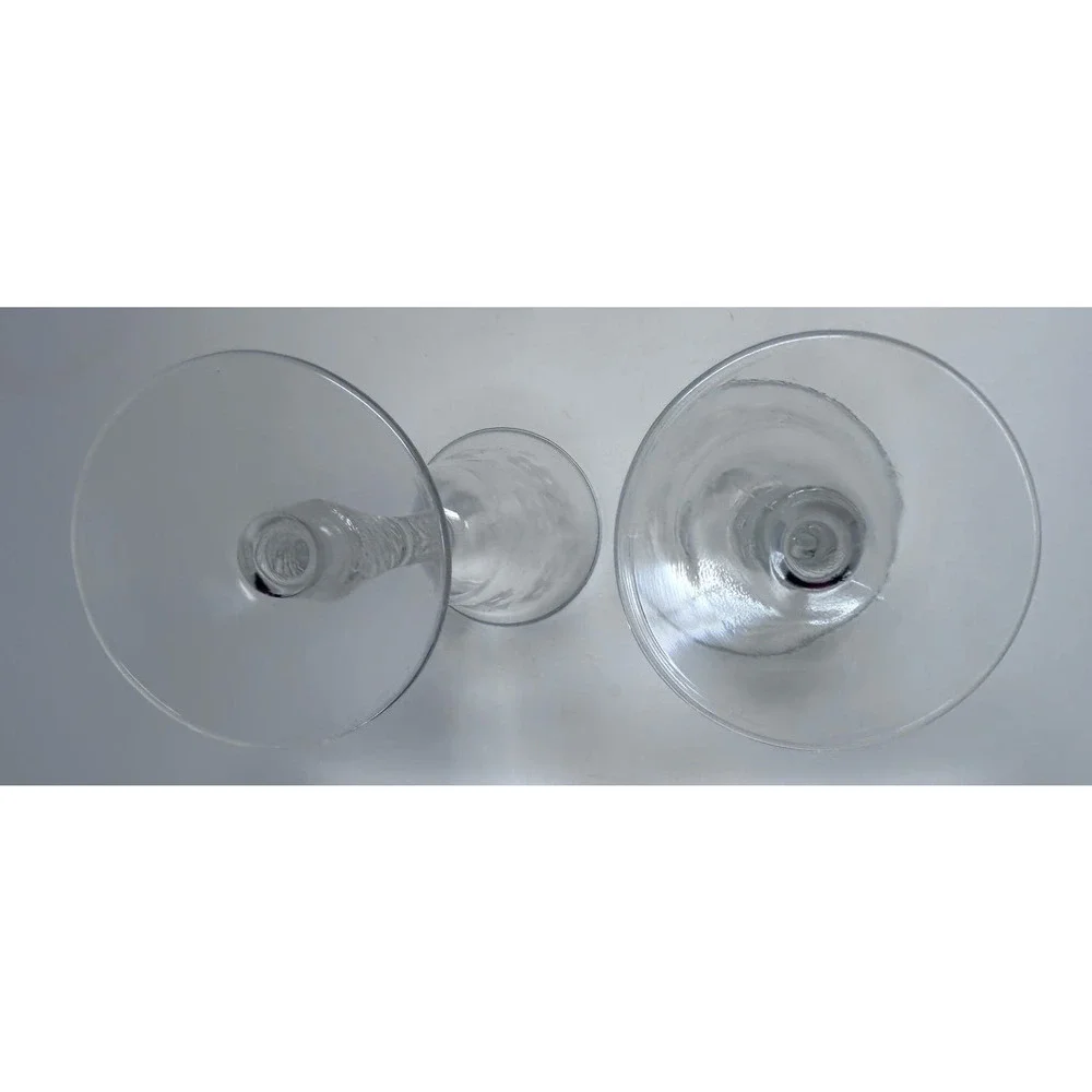 Etched Floral Set‎ of 2 Goblet Stemmed Glasses Cut Stem 8